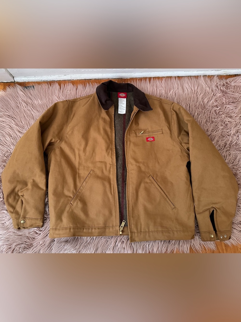 Dickies Detroit Style Blanket Lined Work Jacket w/ Brown Corduroy Collar NWOT